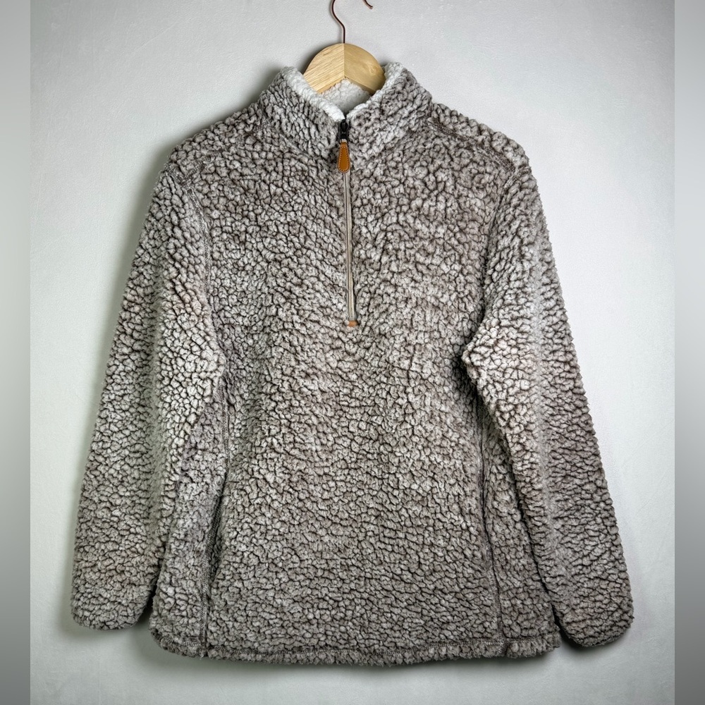 Nordic Fleece Women’s Sherpa Pullover Quarter Zip Teddy Faux Fur Sz M